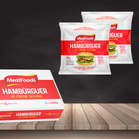 Hambúrguer Tradicional Bovino 90g MeatFoods (Caixa 3,240kg)